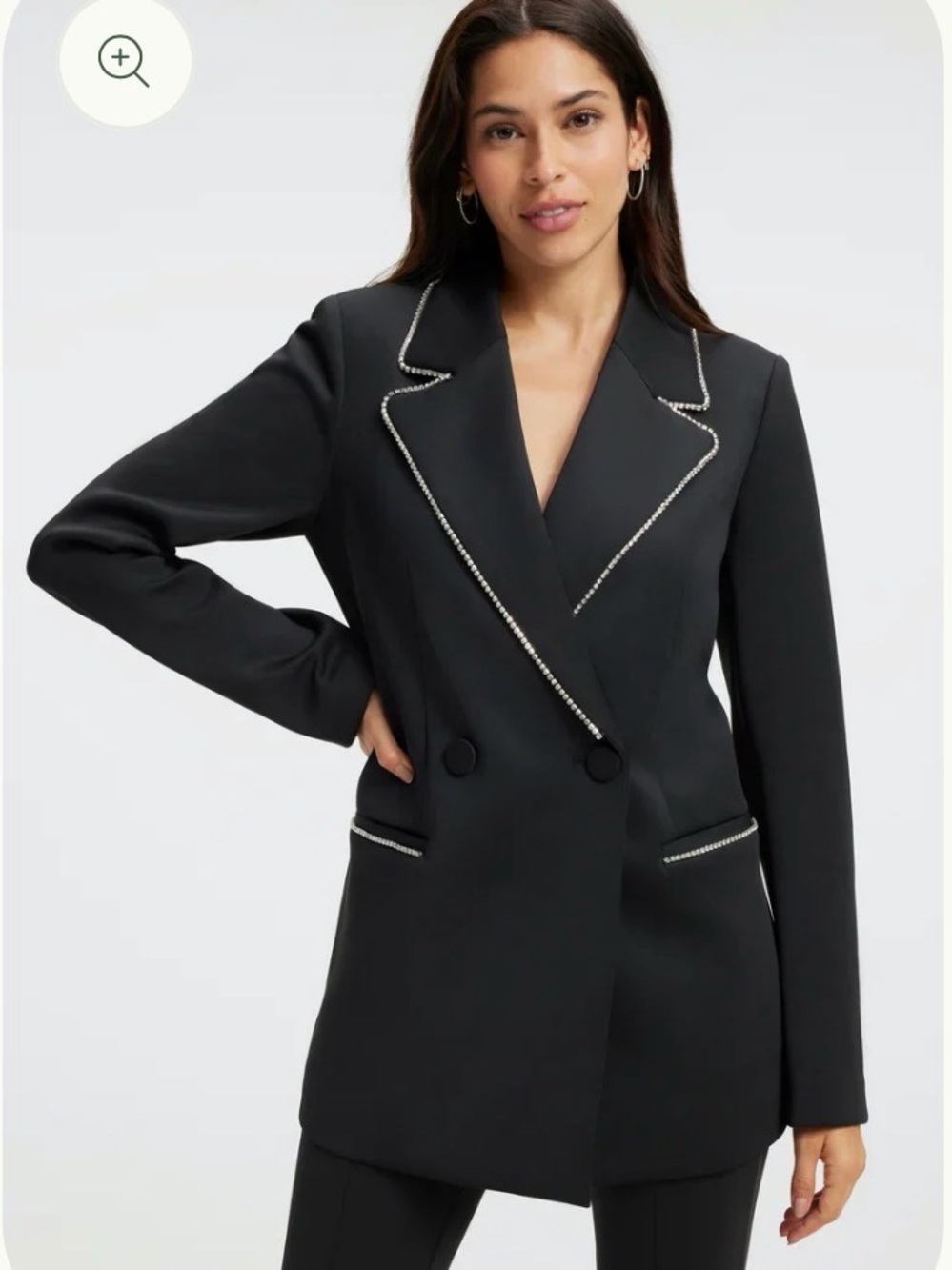 NWOT ✨ Good American Scuba Crystal Double-Breasted Blazer
